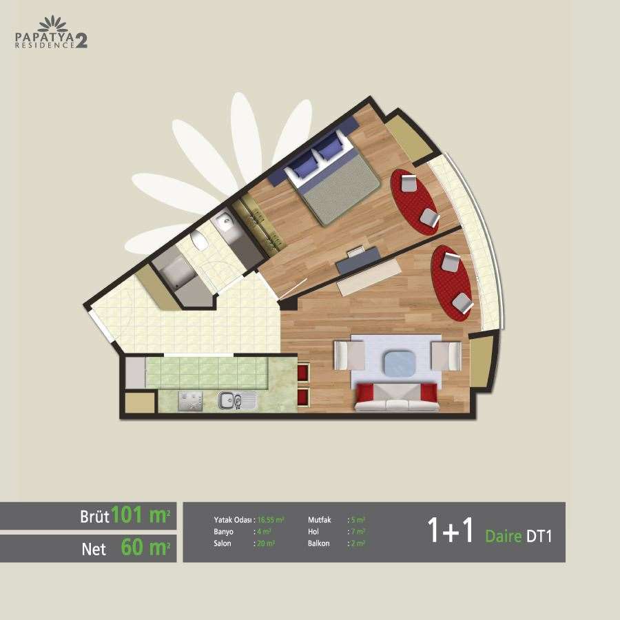 Papatya 2 Residence’da Ön Eşyalı Metrobüse 2 dk Satılık daire